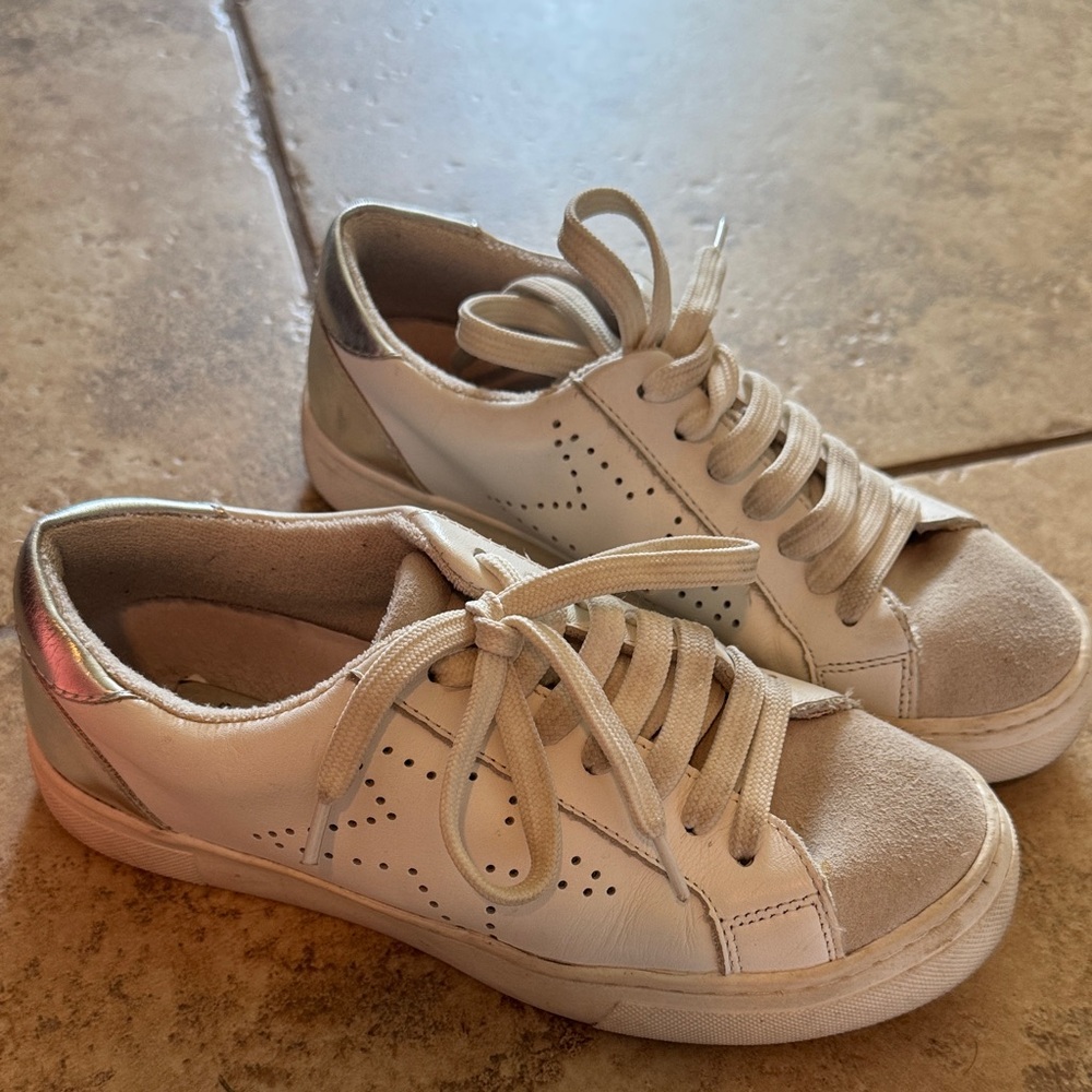 Women's White and Silver Steve Madden Sneakers